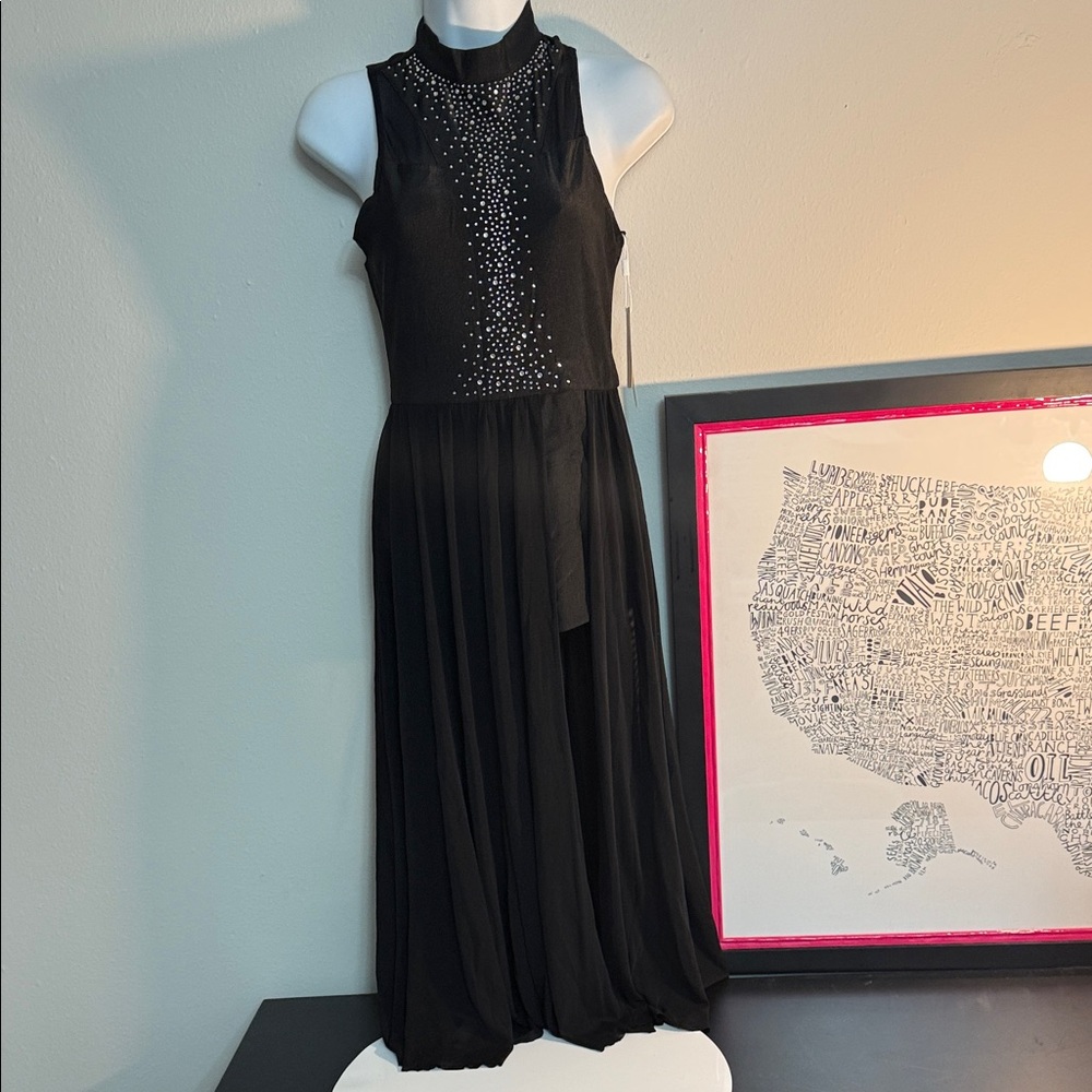 Iefiel NWT Black High-Low Dress with Embellishments